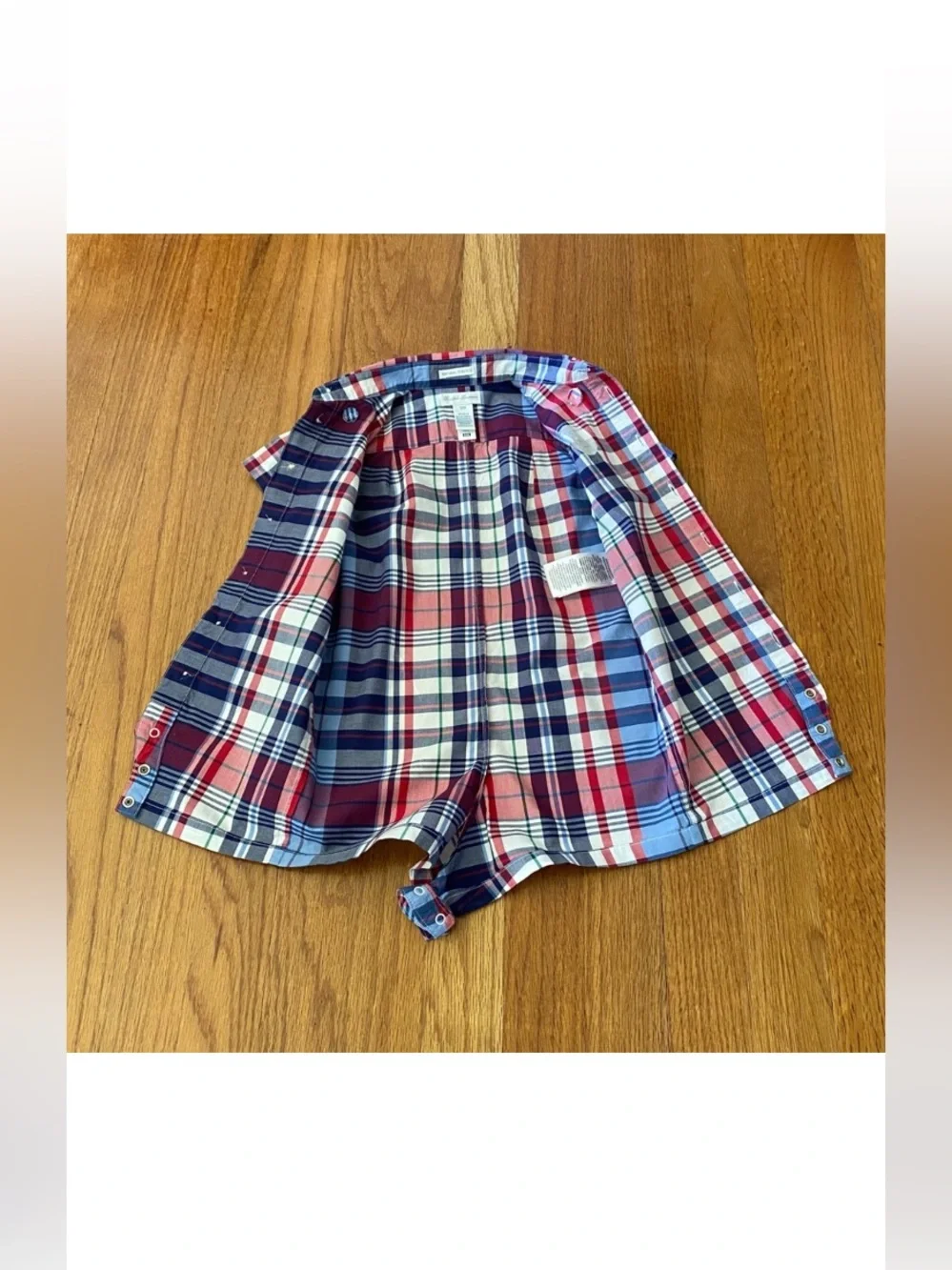 Ralph Lauren Cotton Poplin Plaid Button Romper